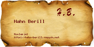 Hahn Berill névjegykártya